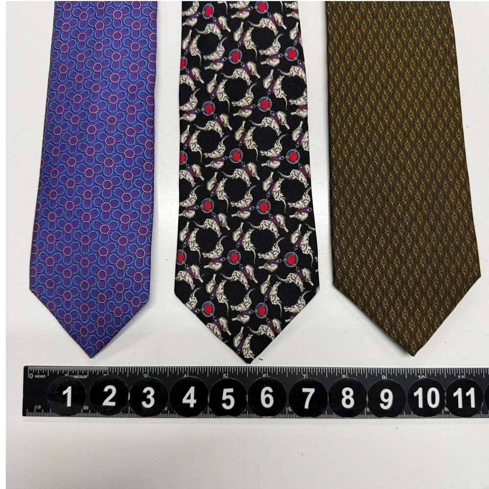 Brooks Brothers Ties Neckties Silk Lot of 3 Ties Elephant‎ Purple Black Green
